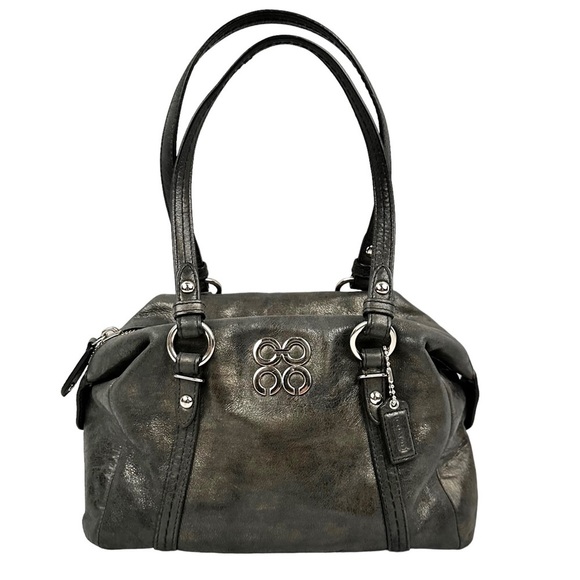 COACH Julia Gun Metal Leather Shoulder Bag - Picture 1 of 9